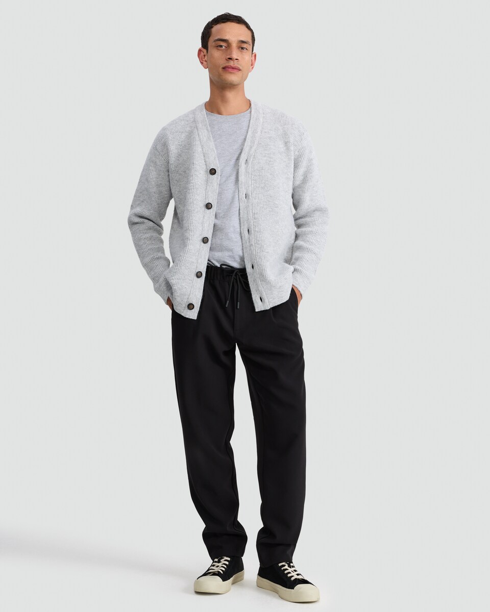 image 1 of F&F Comfort Stretch Drawstring Chino Trousers in Black