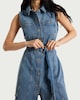 image 2 of F&F Pure Cotton Sleeveless Belted Denim Dress in Blue