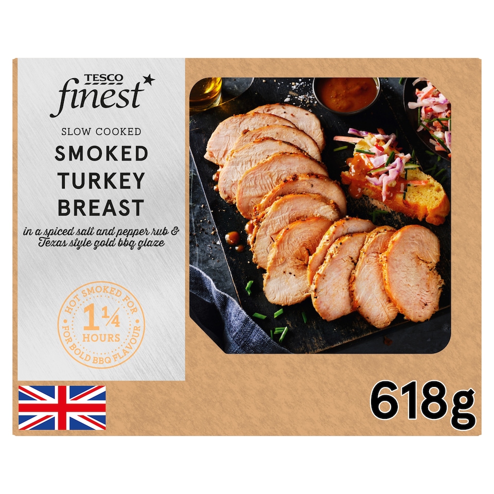 Tesco Finest Slow Cooked Smoked Turkey Breast in a Spiced Salt and Pepper Rub & Texas Style Gold BBQ Glaze 618G