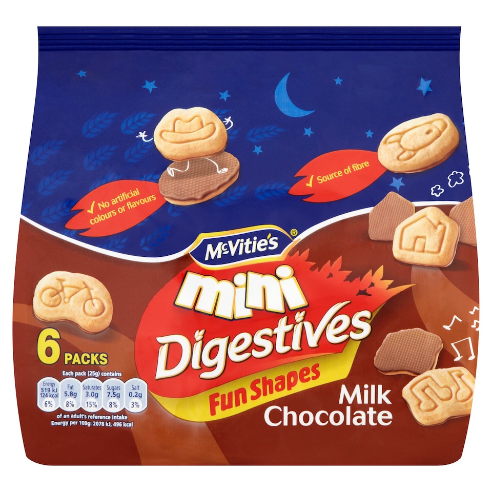 image 1 of Mcvities Mini Milk Chocolate Digestives 6X25g