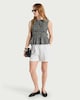 image 2 of F&F Gingham Tie Side Shirred Sleeveless Top in Multi Black White