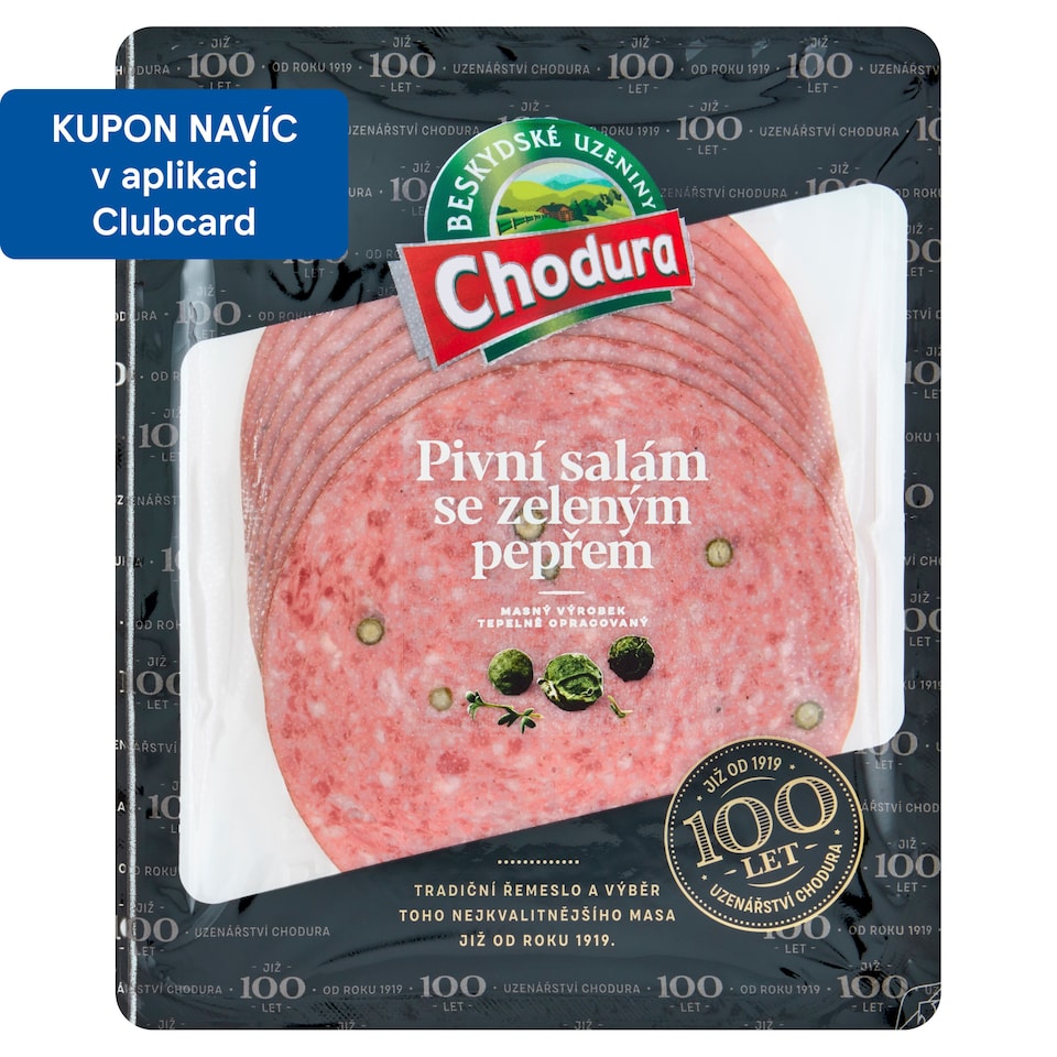 Obrázek 1 pro produkt Chodura Pivní salám se zeleným pepřem 100g