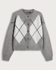 image 4 of F&F Knitted Argyle Print Button Up Cardigan with Wool in Grey