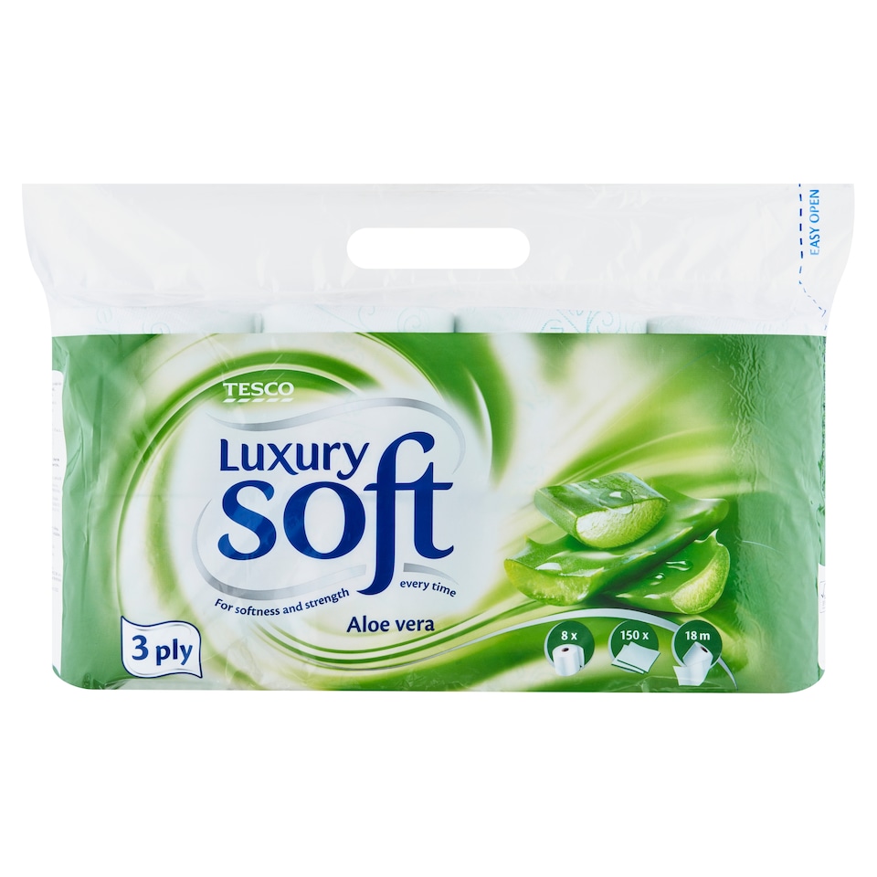 Tesco Soft Luxury Toaletný papier s vôňou aloe vera 3 vrstvy 8 kotúčov