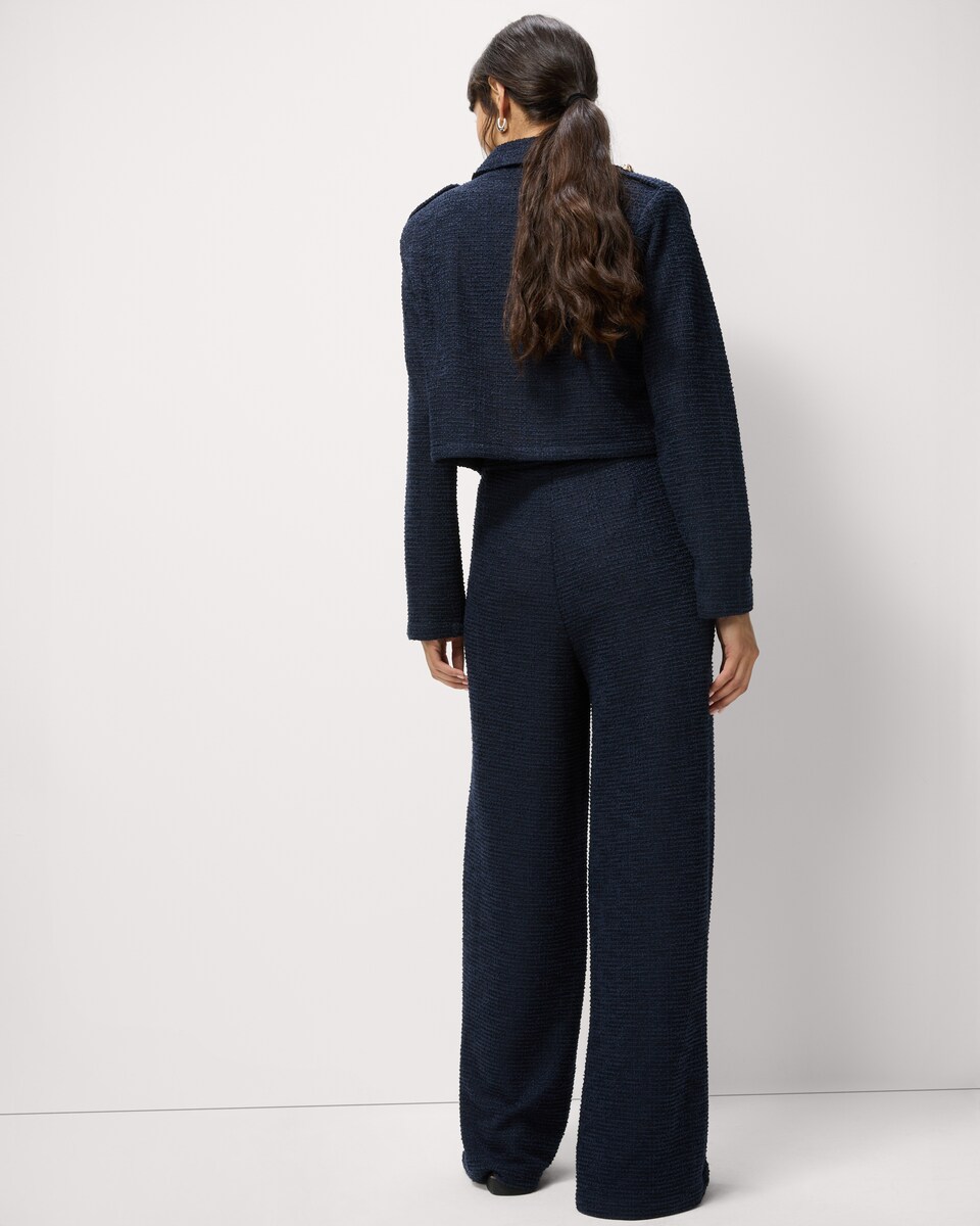 image 1 of F&F Boucle Textured Co-ord Trousers in Navy