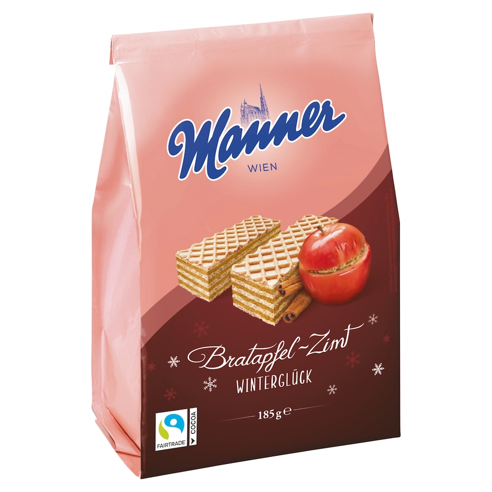 Manner Crunchy Wafers with Creamy Filling with Apple and Cinnamon Flavor 185 g