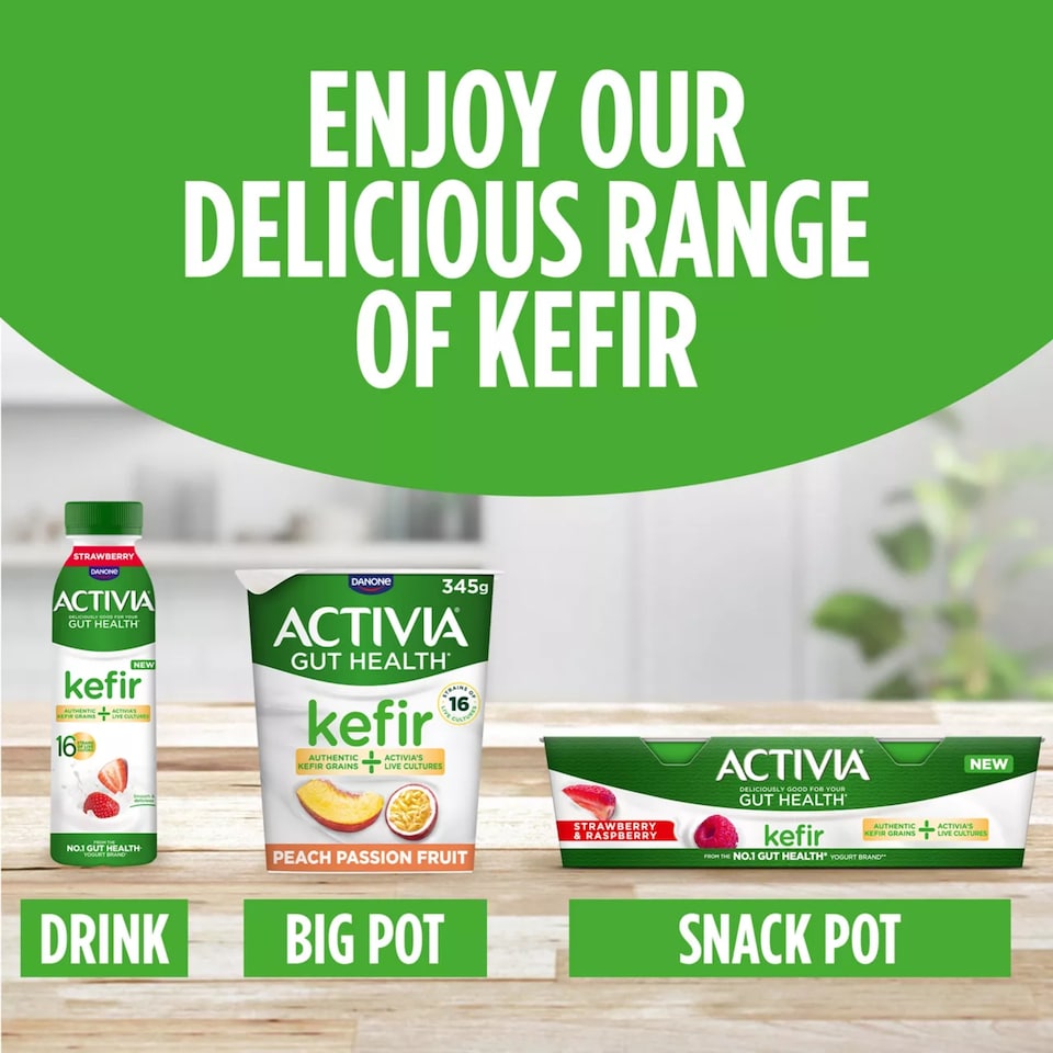 image 1 of Activia Gut Health Kefir - Strawberry & Raspberry 2 x 150g