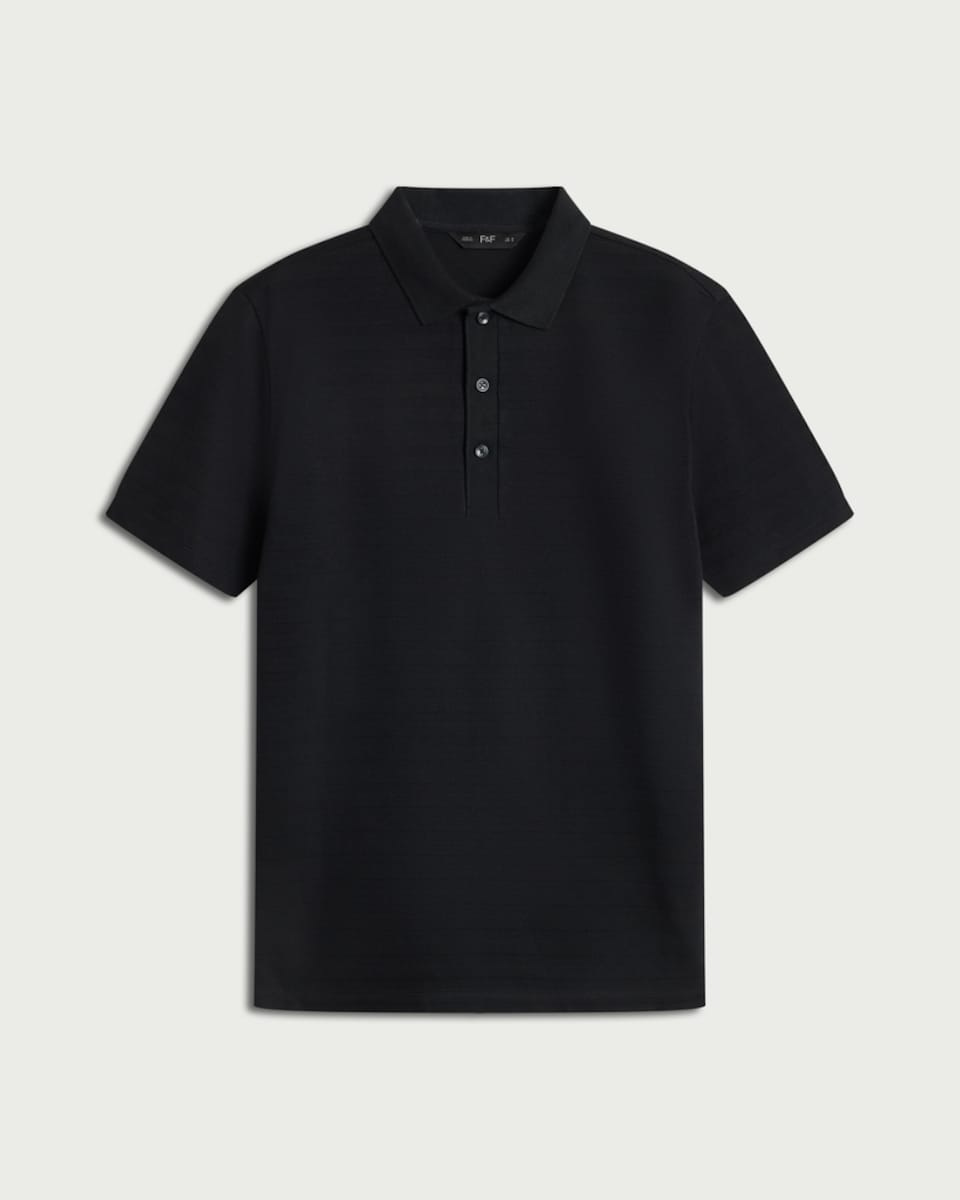 image 1 of F&F Pure Cotton Short Sleeved Polo Shirt in Black