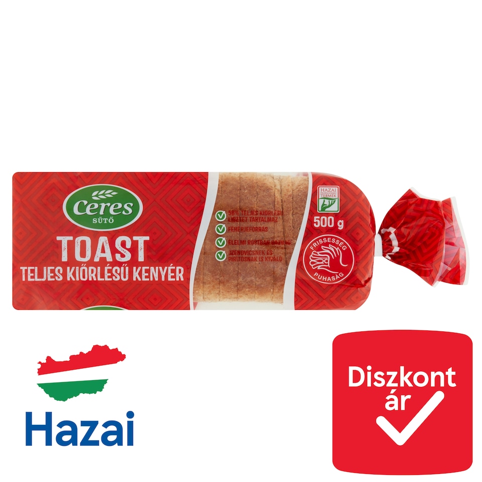 Ceres toast teljes kiőrlésű kenyér 500 g  1. kép