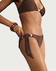 image 1 of F&F Textured Beaded Tie Side Bikini Bottoms in Brown