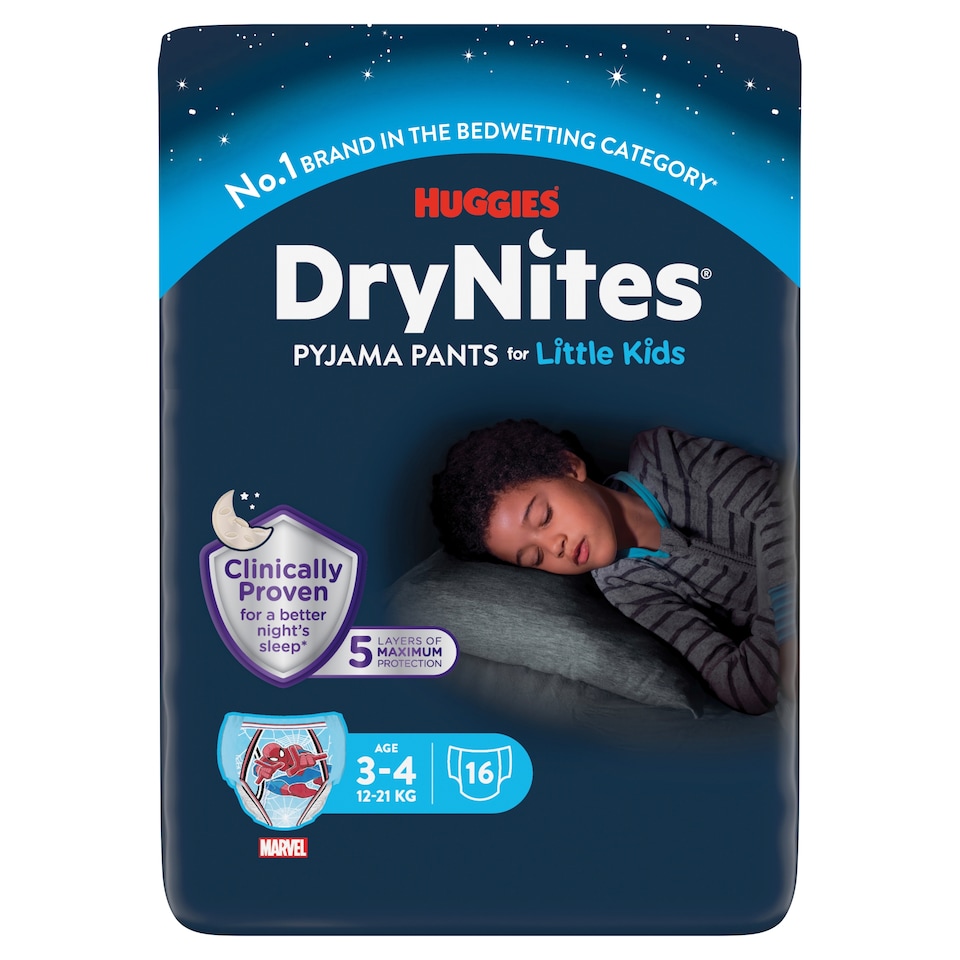 image 1 of Huggies DryNites Pyjama Pants - Age 3-4 16 Pack