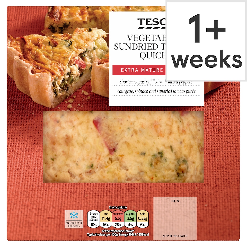 Tesco Vegetable And Sundried Tomato Quiche 400G