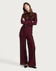 image 1 of F&F Textured Wide Leg Co-ord Trousers in Burgundy