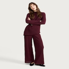 F&F Textured Wide Leg Co-ord Trousers in Burgundy
