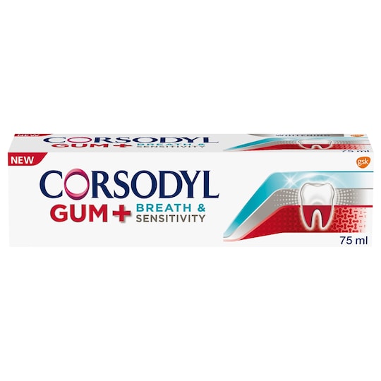 Corsodyl Gum Plus Breath & Sensitivity Toothpaste 75Ml Tesco Groceries
