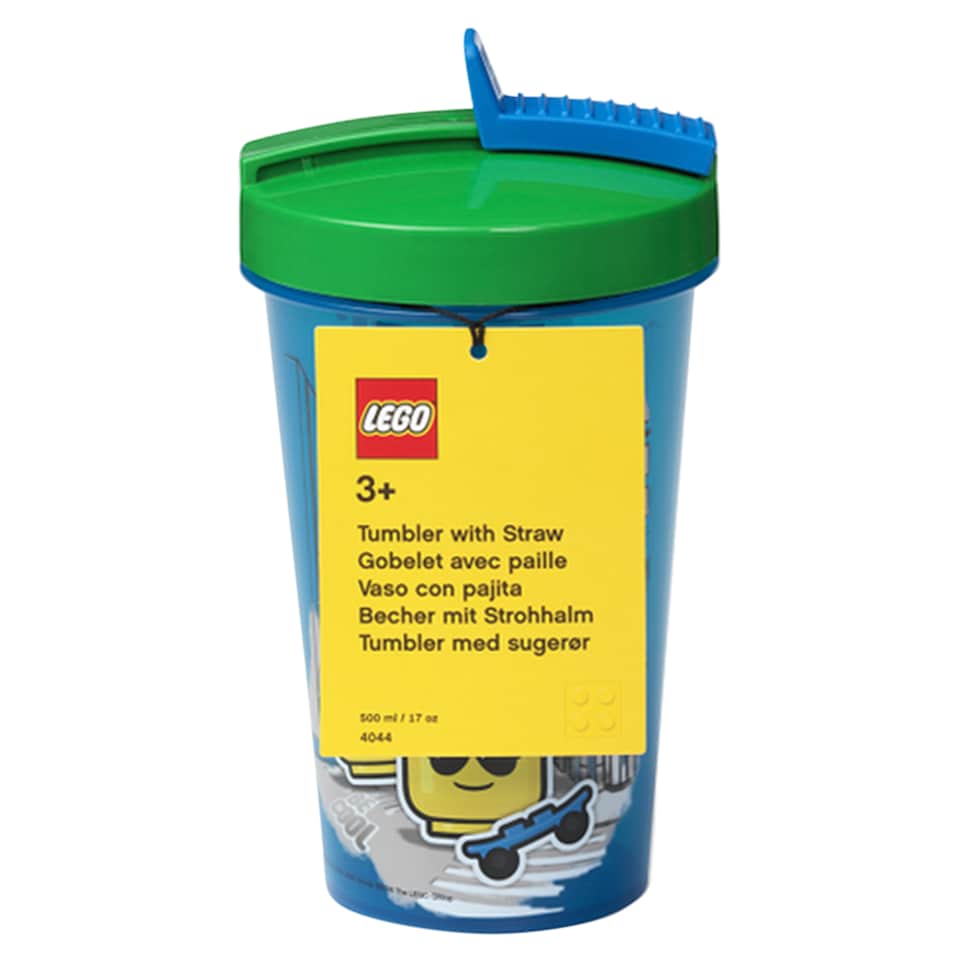 image 1 of LEGO Iconic Boy Blue Transparent Tumbler with Straw 500 ml