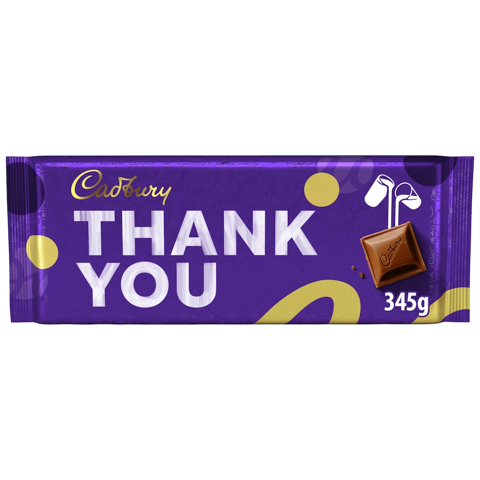 CADBURY DAIRY MILK THANK YOU CHOCOLATE BAR 345G