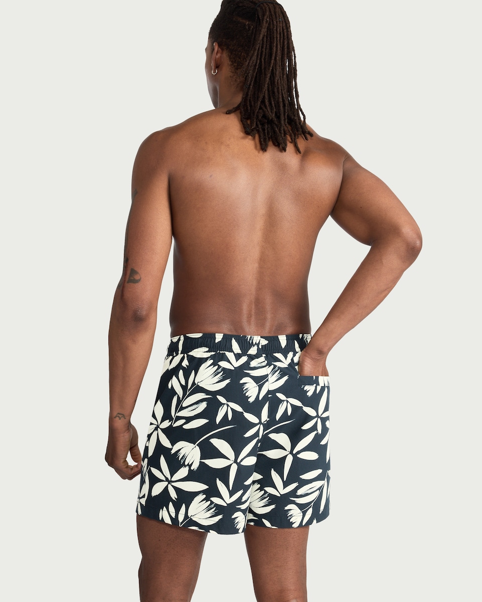 image 1 of F&F Textured Floral Print Swim Shorts in Black