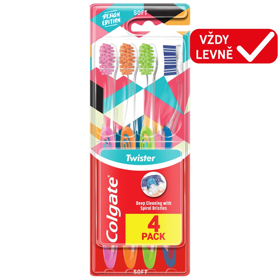 Obrázek 1 pro produkt Colgate Twister Design Edition zubní kartáček měkký 4pack