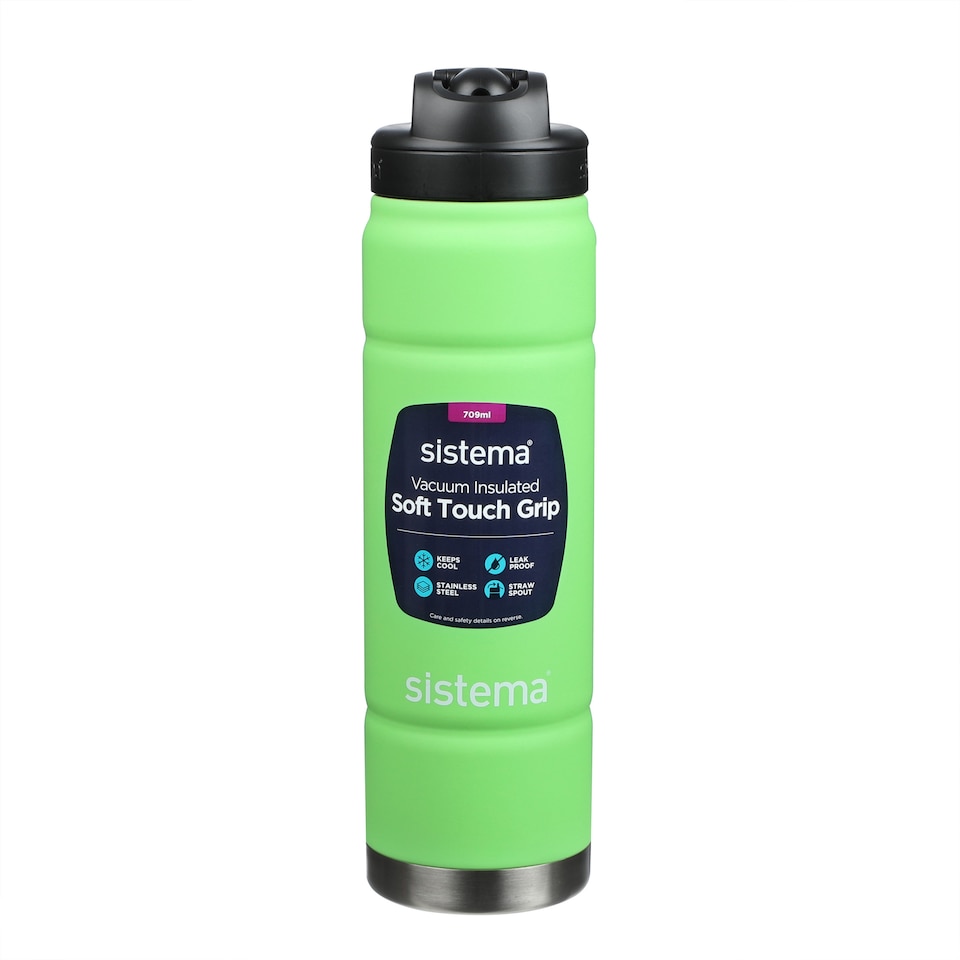 Sistema Spring Green and Raspberry Pink Soft Touch Grip Bottle 709ml Assorted