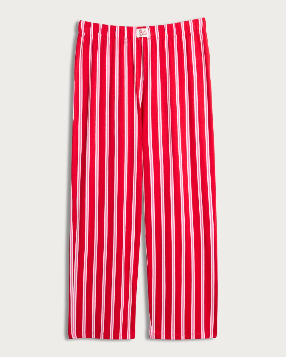 image 1 of F&F Pure Cotton Stripe Print Pyjama Bottoms in Red