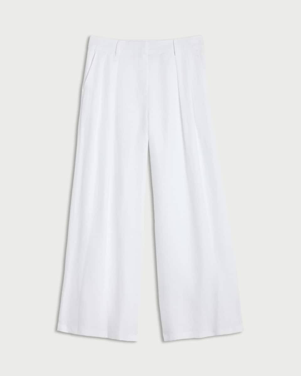 image 1 of F&F Pure Linen Super Wide Leg Trousers in White