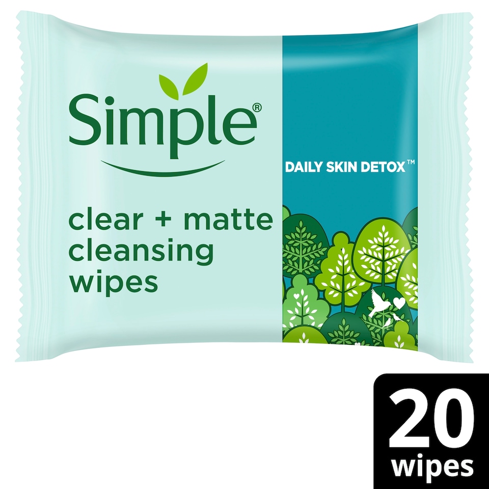 image 1 of Simple Clear & Matte Cleansing Wipes X20