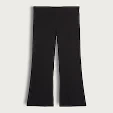 F&F Girls Cotton Rich Ribbed Flared Trousers in Black