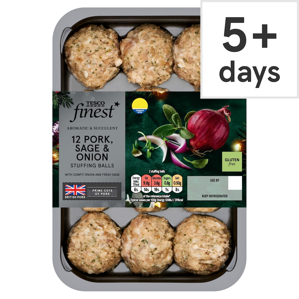 Tesco Finest* 12 Pork Sage And Onion Stuffing Balls 350G