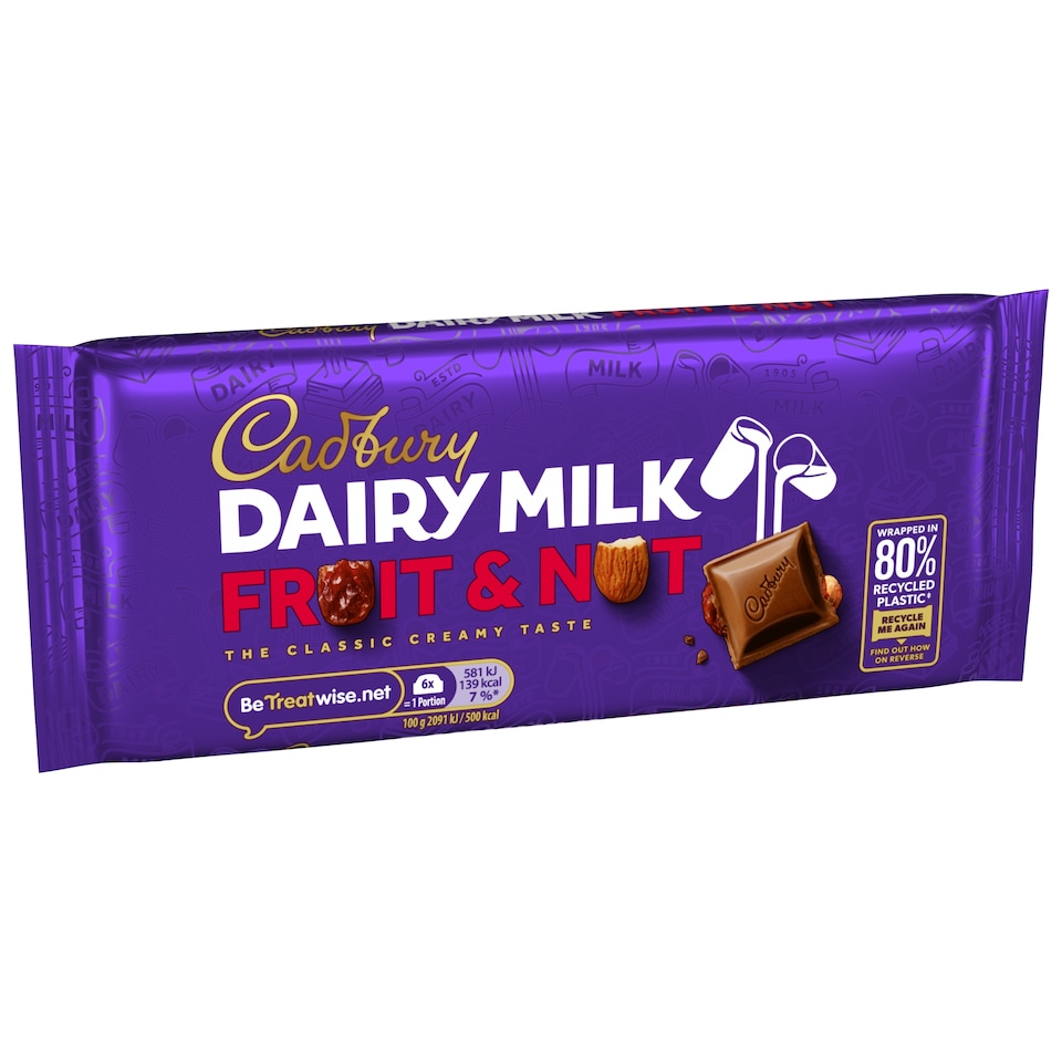 image 1 of Cadbury Dairy Milk Chocolate Fruit & Nut Bar 110G