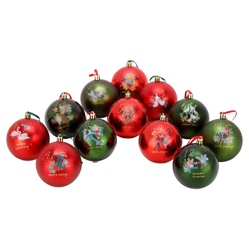 Tesco 12 Days Of Christmas Baubles 12 Pack