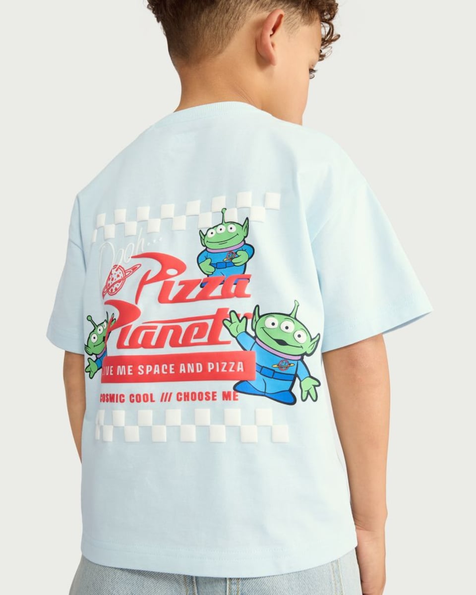image 1 of Disney Toy Story Pure Cotton Pizza Planet Alien T-Shirt in Blue