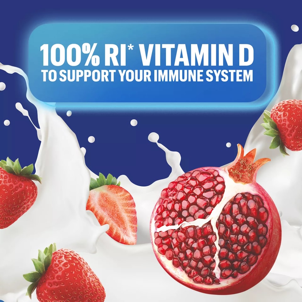 image 1 of Actimel+ Triple Action 100% Vitamin D Strawberry & Pomegranate Yoghurt Drink 8x100g