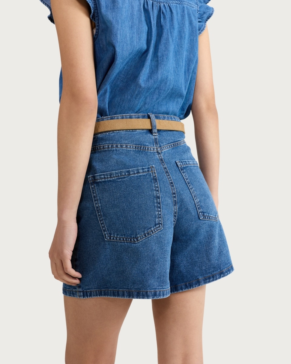 image 1 of F&F A-Line Denim Shorts in Blue