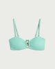 image 4 of F&F Ruched Bandeau Bikini Top in Green