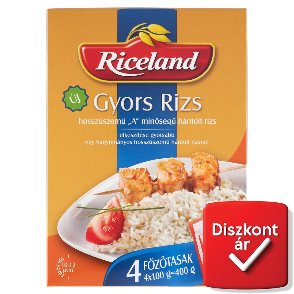 Riceland Gyors Rizs "A" minőségű hosszúszemű hántolt rizs 4 x 100 g (400 g)  1. kép