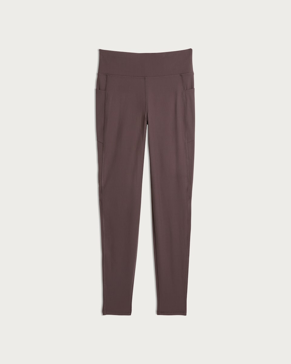 image 1 of F&F Active Ribbed High Waisted Co-ord Leggings in Brown