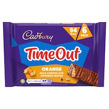 Cadbury TimeOut Orange Milk Chocolate Covered Wafer 6 Pack 108g