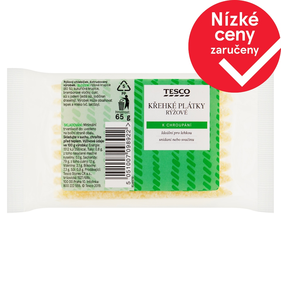Tesco Křehké plátky rýžové 65g