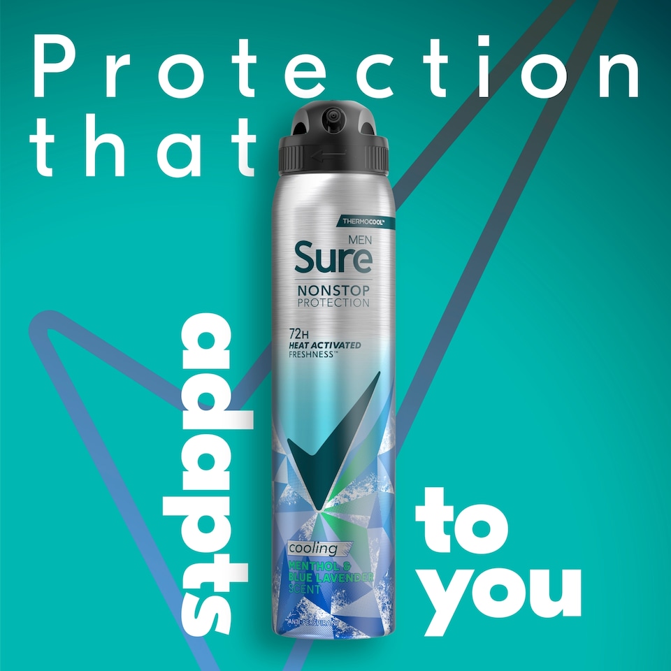 image 1 of Sure Men Nonstop Protection Menthol & Blue Lavender scent 72h Antiperspirant Deodorant 250ml