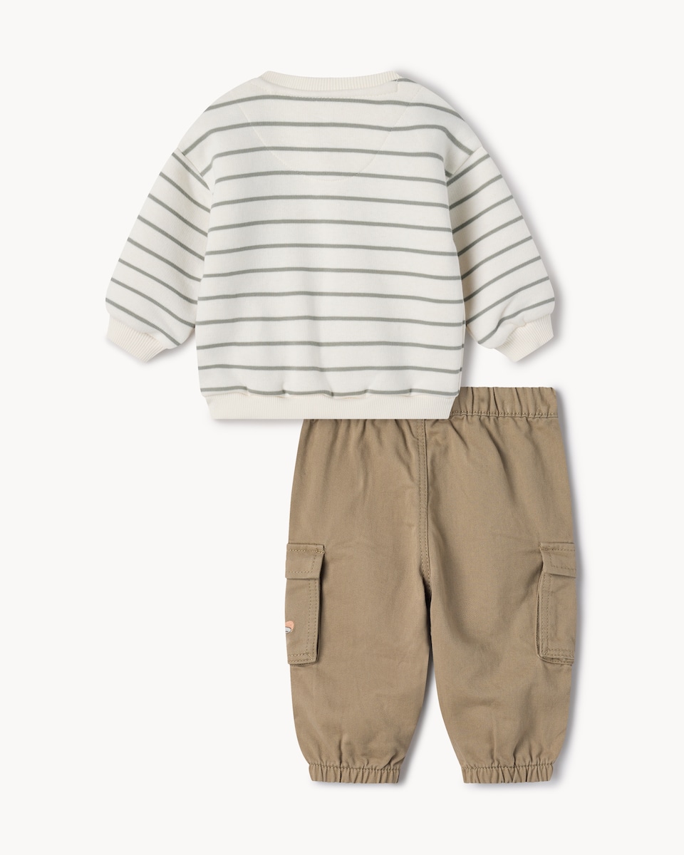 image 1 of Disney Tigger Striped Sweatshirt and Cargo Trousers Set in Tan