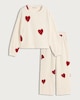 image 4 of F&F Fleece Textured Heart Print Pyjama Set in Cream