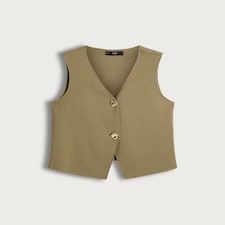 F&F Sleeveless Two Button Waistcoat in Khaki