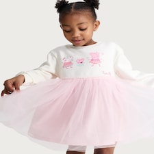Peppa Pig Cotton Rich Long Sleeved Tulle Sweatdress in Cream