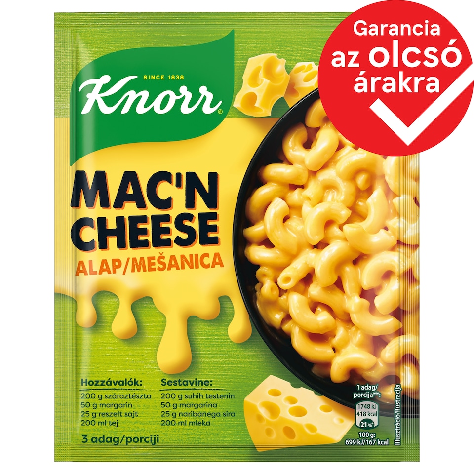 Knorr Mac'n Cheese sajtszószos tészta alap 33 g