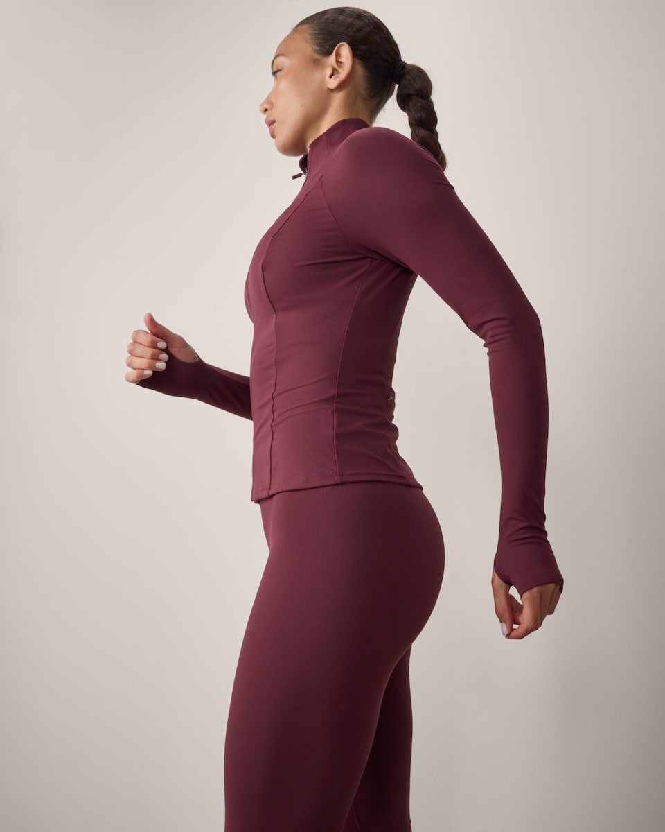 image 1 of F&F Active Zip Up Jacket in Burgundy