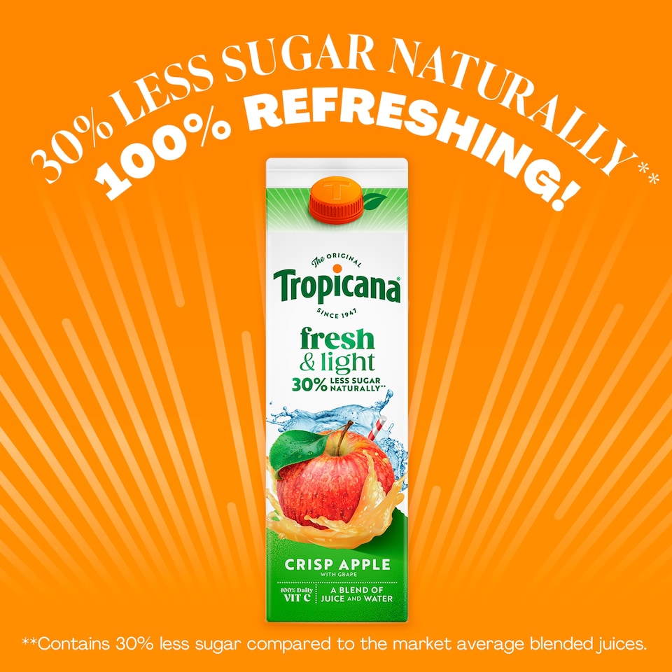 image 1 of Tropicana Fresh & Light Crisp Apple juice Drink 850ml