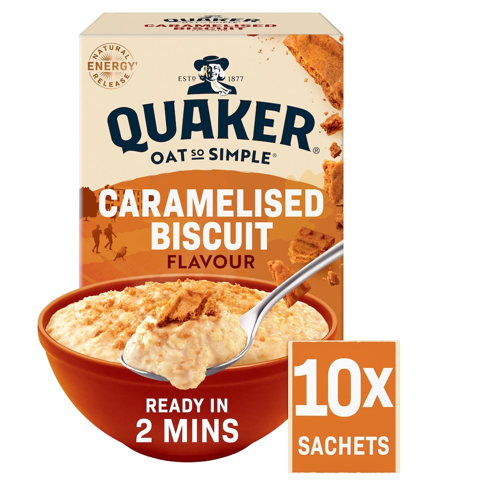 image 1 of Quaker Oat So Simple Porridge Sachets - Caramelised Biscuit 10x33.4g