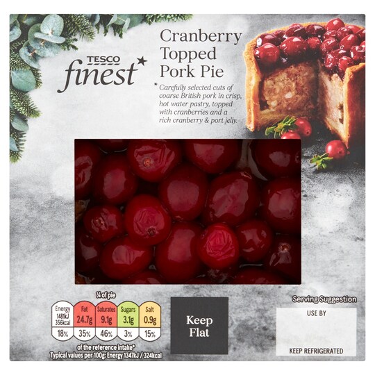 Tesco Finest Cranberry Topped Pork Pie 440G Tesco Groceries