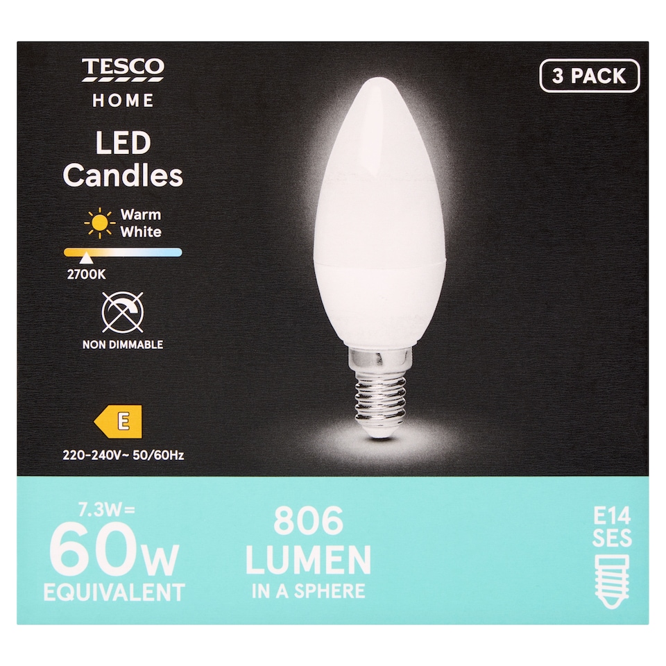 Obrázek 1 pro produkt Tesco Home LED žárovka 7,3W E14 teplé bílé světlo 3 ks